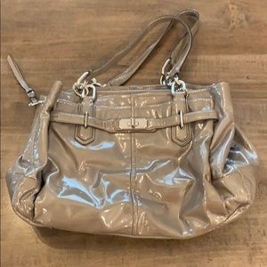Coach Purse Handbag Patent Leather Gray Glitter